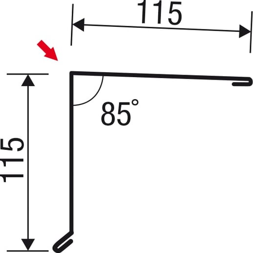 Nok lessenaarsdak | 11,5 x 11,5 cm | 85° | Staal 0,63 mm | 25 µm Polyester | 6020 - Chroomoxydegroen #5
