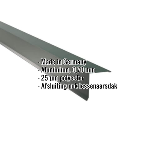 Nok lessenaarsdak | 11,5 x 11,5 cm | 80° | Aluminium 0,70 mm | 25 µm Polyester | 6005 - Mosgroen #2