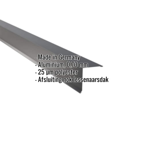 Nok lessenaarsdak | 11,5 x 11,5 cm | 80° | Aluminium 0,70 mm | 25 µm Polyester | 7016 - Antracietgrijs #2