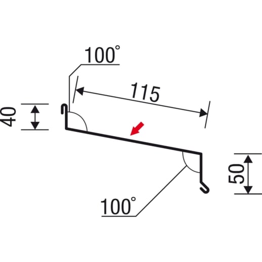 Vensterbank | 5 cm x 11,5 cm x 4 cm x 2,00 m | Staal 0,50 mm | 80 µm Shimoco | 9005 - Gitzwart #5
