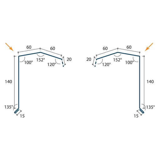 Windveer | 60 x 60 x 140 x 2120 mm | Staal 0,50 mm | 40 µm Grandemat | 9005 - Gitzwart | Links #8