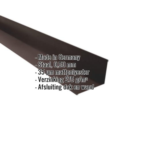Muuraansluiting | 16 x 11,5 cm | 95° | Staal 0,50 mm | 35 µm Mattpolyester | 32 - Donkerbruin #2