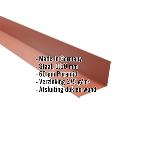 Muuraansluiting | 16 x 11,5 cm | 95° | Staal 0,50 mm | 60 µm Puramid | 8004 - Koperbruin #2