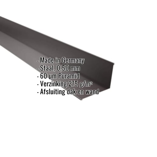 Muuraansluiting | 16 x 11,5 cm | 95° | Staal 0,50 mm | 60 µm Puramid | 6017 - Chocoladebruin #2