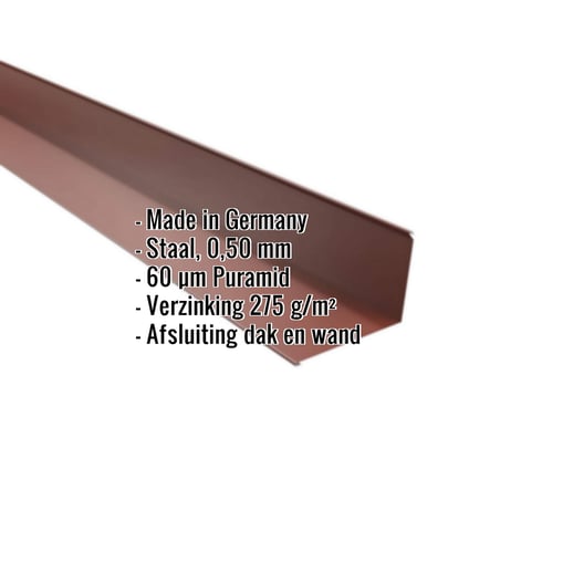 Muuraansluiting | 22 x 15 cm | 95° | Staal 0,50 mm | 60 µm Puramid | 6012 - Roodbruin #2