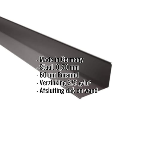 Muuraansluiting | 22 x 15 cm | 95° | Staal 0,50 mm | 60 µm Puramid | 6017 - Chocoladebruin #2