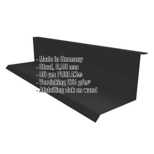 Muuraansluiting | Typ 1 | 10 cm x 11 cm x 2,00 m | 90° | Staal 0,50 mm | 50 µm PURLAK® | 9005 - Gitzwart #2