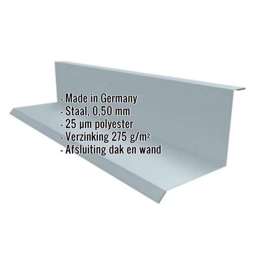 Muuraansluiting | Typ 1 | 10 cm x 11 cm x 2,00 m | 90° | Staal 0,50 mm | 25 µm Polyester | 7000 - Pelsgrijs #2