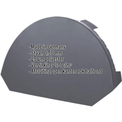 Nok afsluitstuk klein | Staal 0,50 mm | 25 µm Polyester | 7024 - Grafietgrijs #2