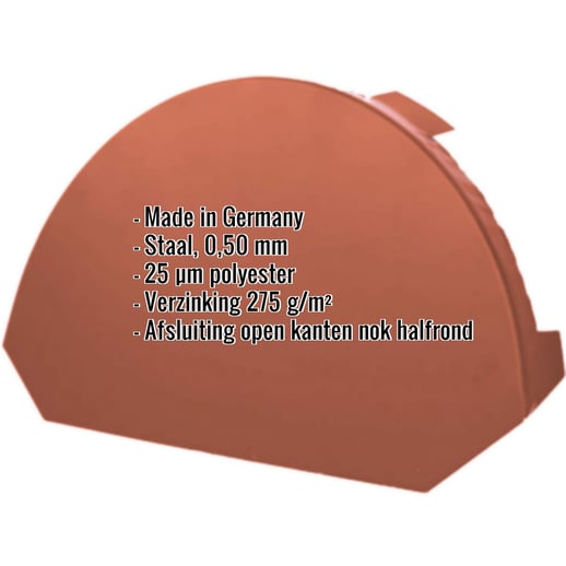 Nok afsluitstuk klein | Staal 0,50 mm | 25 µm Polyester | 8004 - Koperbruin #2