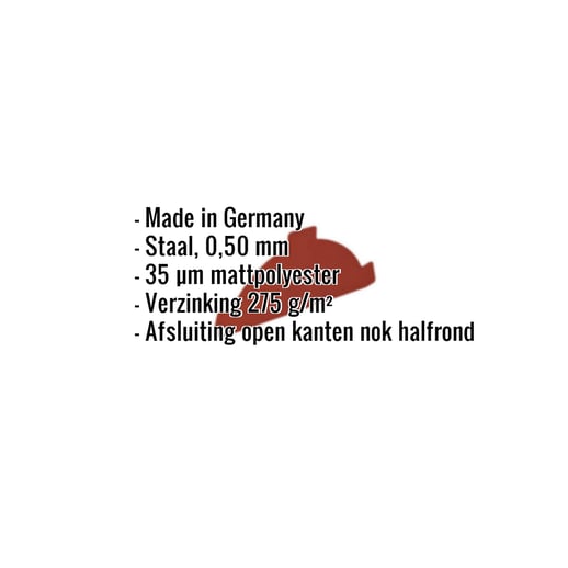 Nok afsluitstuk | Staal 0,50 mm | 35 µm Mattpolyester | 29 - Rood #2