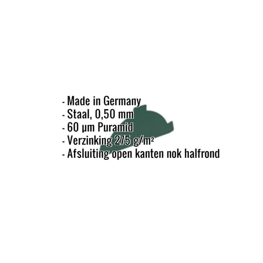 Nok afsluitstuk | Staal 0,50 mm | 60 µm Puramid | 6005 - Mosgroen #2