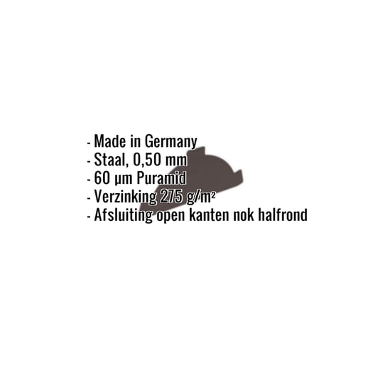 Nok afsluitstuk | Staal 0,50 mm | 60 µm Puramid | 6017 - Chocoladebruin #2