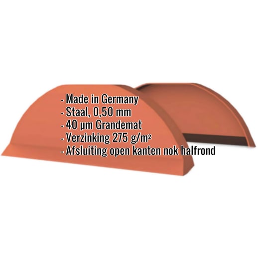 Nok afsluitstuk | Staal 0,50 mm | 40 µm Grandemat | Terracotta #2