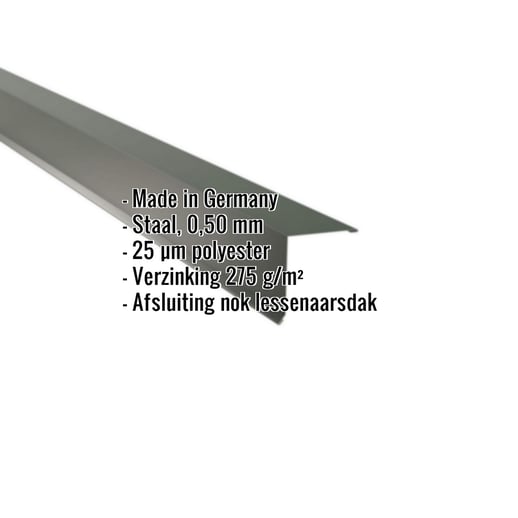 Nok lessenaarsdak | 11,5 x 11,5 cm | 80° | Staal 0,50 mm | 25 µm Polyester | 6020 - Chroomoxydegroen #2