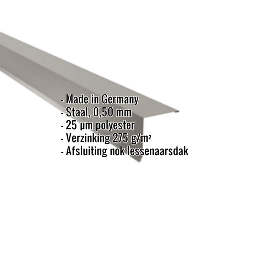 Nok lessenaarsdak | 11,5 x 11,5 cm | 85° | Staal 0,50 mm | 25 µm Polyester | 9007 - Grijs aluminiumkleurig #2