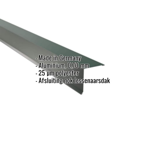Nok lessenaarsdak | 11,5 x 11,5 cm | 85° | Aluminium 0,70 mm | 25 µm Polyester | 6005 - Mosgroen #2