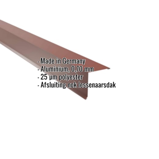 Nok lessenaarsdak | 11,5 x 11,5 cm | 85° | Aluminium 0,70 mm | 25 µm Polyester | 8012 - Roodbruin #2