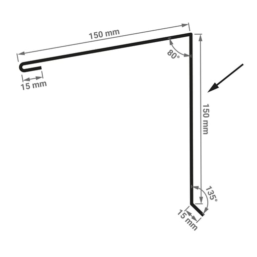 Nok lessenaarsdak | 15 cm x 15 cm x 2,00 m | 80° | Staal 0,50 mm | 50 µm PURLAK® | 9005 - Gitzwart #3