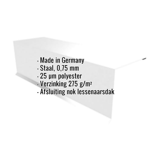 Nok lessenaarsdak | 15 cm x 15 cm x 2,00 m | 80° | Staal 0,75 mm | 25 µm Polyester | 7035 - Lichtgrijs #2