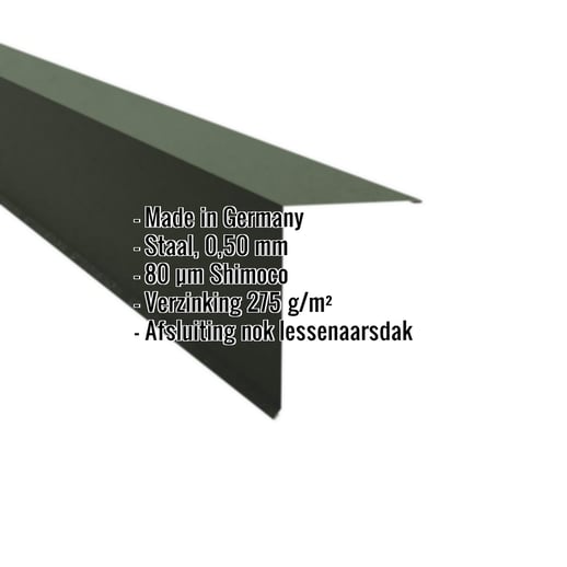 Nok lessenaarsdak | 20 x 25 cm | 80° | Staal 0,50 mm | 80 µm Shimoco | 6020 - Chroomoxydegroen #2