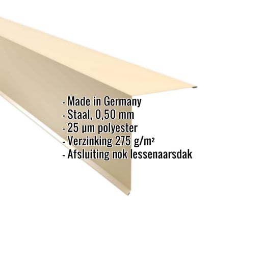 Nok lessenaarsdak | 20 x 25 cm | 85° | Staal 0,50 mm | 25 µm Polyester | 1015 - Licht ivoorkleurig #2