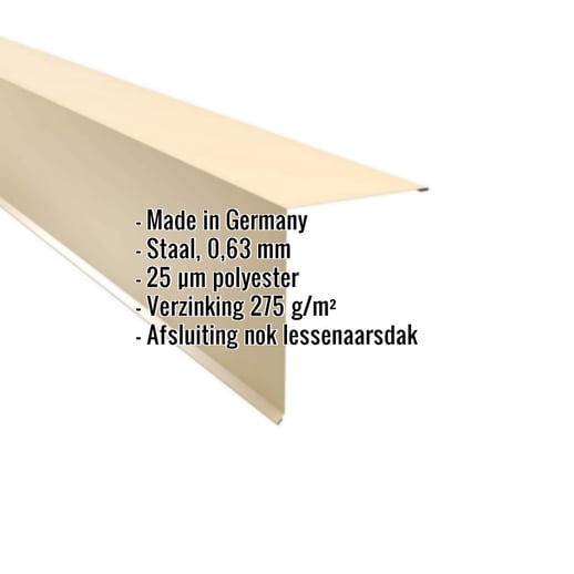 Nok lessenaarsdak | 20 x 25 cm | 85° | Staal 0,63 mm | 25 µm Polyester | 1015 - Licht ivoorkleurig #2