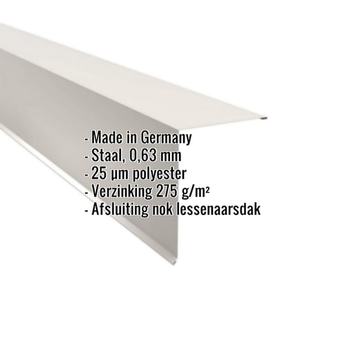 Nok lessenaarsdak | 20 x 25 cm | 85° | Staal 0,63 mm | 25 µm Polyester | 9010 - Zuiverwit #2