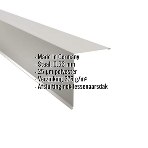 Nok lessenaarsdak | 20 x 25 cm | 85° | Staal 0,63 mm | 25 µm Polyester | 9006 - Zilver-Metallic #2