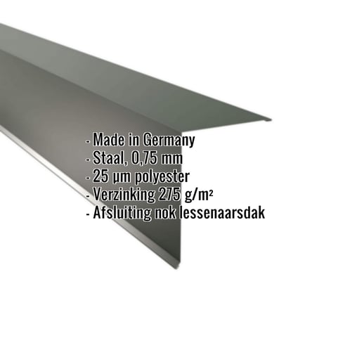Nok lessenaarsdak | 20 x 25 cm | 85° | Staal 0,75 mm | 25 µm Polyester | 6020 - Chroomoxydegroen #2