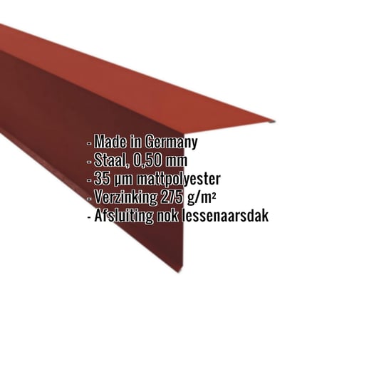 Nok lessenaarsdak | 20 x 25 cm | 85° | Staal 0,50 mm | 35 µm Mattpolyester | 29 - Rood #2
