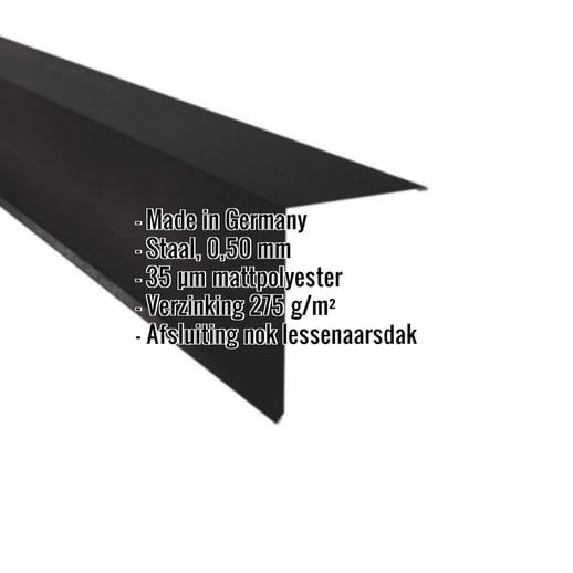 Nok lessenaarsdak | 20 x 25 cm | 85° | Staal 0,50 mm | 35 µm Mattpolyester | 33 - Zwart #2