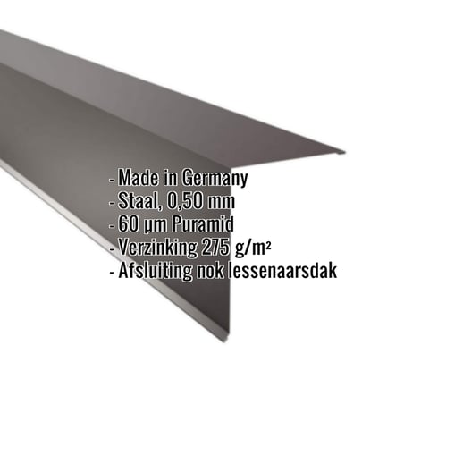 Nok lessenaarsdak | 20 x 25 cm | 85° | Staal 0,50 mm | 60 µm Puramid | 6017 - Chocoladebruin #2