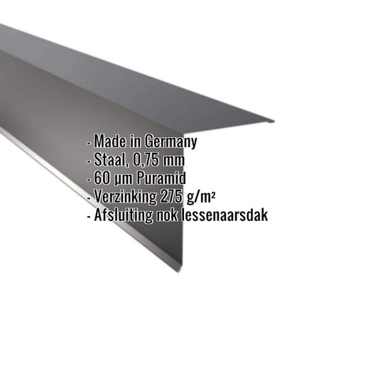 Nok lessenaarsdak | 20 x 25 cm | 85° | Staal 0,75 mm | 60 µm Puramid | 7016 - Antracietgrijs #2