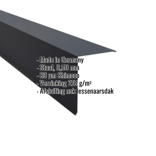 Nok lessenaarsdak | 20 x 25 cm | 85° | Staal 0,50 mm | 80 µm Shimoco | 7016 - Antracietgrijs #2