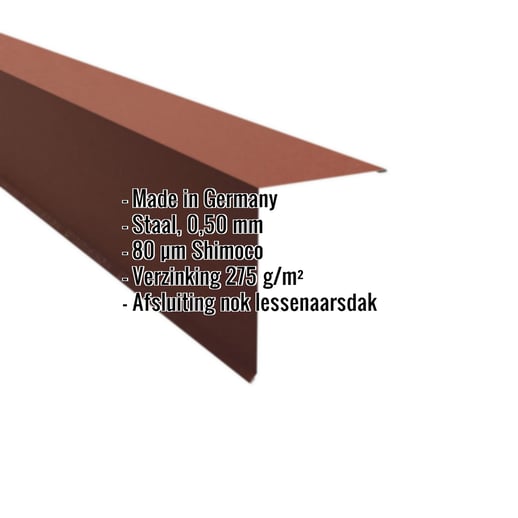 Nok lessenaarsdak | 20 x 25 cm | 85° | Staal 0,50 mm | 80 µm Shimoco | 8004 - Koperbruin #2