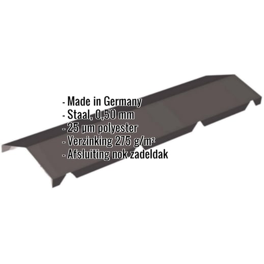 Nokstuk getand | 165 x 165 x 1140 mm | 120° | Staal 0,50 mm | 25 µm Polyester | 8019 - Grijsbruin #2