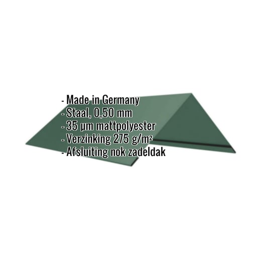 Nokstuk vlak | 14,5 cm x 14,5 cm x 2,00 m | 140° | Staal 0,50 mm | 35 µm mattpolyester | 6005 - Mosgroen #2