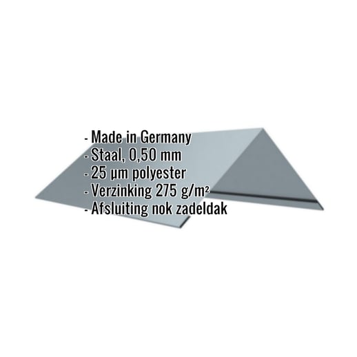 Nokstuk vlak | 14,5 cm x 14,5 cm x 2,00 m | 140° | Staal 0,50 mm | 25 µm Polyester | 7000 - Pelsgrijs #2