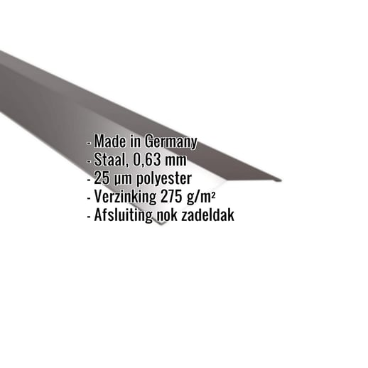 Nokstuk vlak | 14,5 x 14,5 cm | 150° | Staal 0,63 mm | 25 µm Polyester | 8017 - Chocoladebruin #2