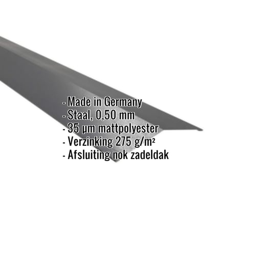 Nokstuk vlak | 14,5 x 14,5 cm | 150° | Staal 0,50 mm | 35 µm Mattpolyester | 23 - Donkergrijs #2