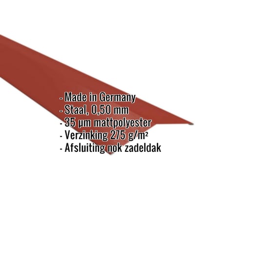 Nokstuk vlak | 14,5 x 14,5 cm | 150° | Staal 0,50 mm | 35 µm Mattpolyester | 29 - Rood #2