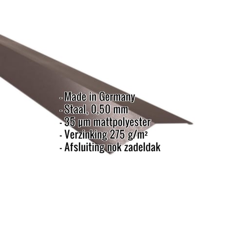 Nokstuk vlak | 14,5 x 14,5 cm | 150° | Staal 0,50 mm | 35 µm Mattpolyester | 32 - Donkerbruin #2