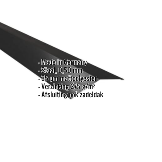 Nokstuk vlak | 14,5 x 14,5 cm | 150° | Staal 0,50 mm | 35 µm Mattpolyester | 33 - Zwart #2