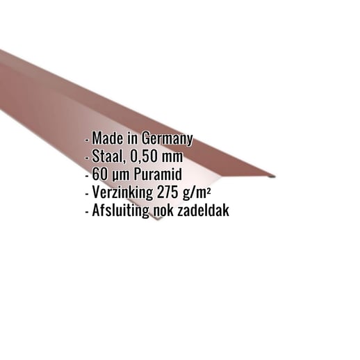 Nokstuk vlak | 14,5 x 14,5 cm | 150° | Staal 0,50 mm | 60 µm Puramid | 6012 - Roodbruin #2