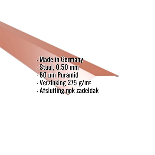 Nokstuk vlak | 14,5 x 14,5 cm | 150° | Staal 0,50 mm | 60 µm Puramid | 8004 - Koperbruin #2