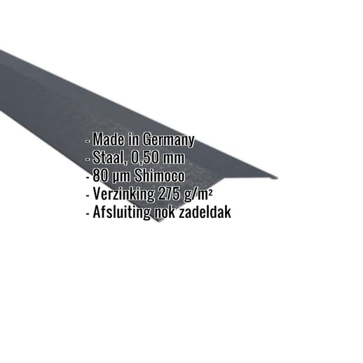 Nokstuk vlak | 14,5 x 14,5 cm | 150° | Staal 0,50 mm | 80 µm Shimoco | 7016 - Antracietgrijs #2