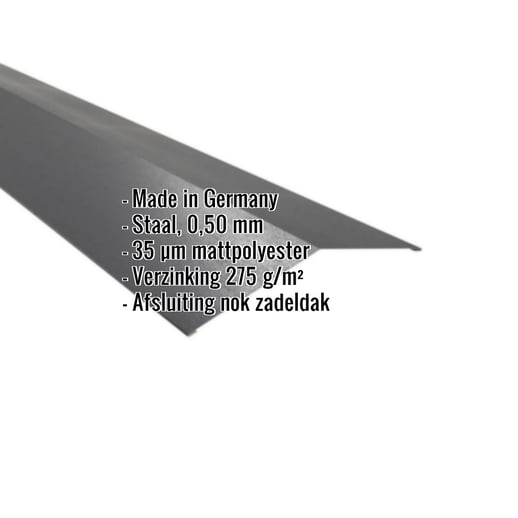 Nokstuk vlak | 19,8 x 19,8 cm | 150° | Staal 0,50 mm | 35 µm Mattpolyester | 23 - Donkergrijs #2