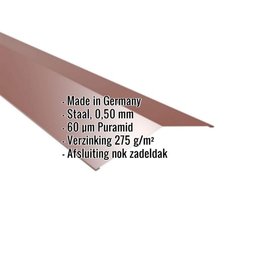 Nokstuk vlak | 19,8 x 19,8 cm | 150° | Staal 0,50 mm | 60 µm Puramid | 6012 - Roodbruin #2