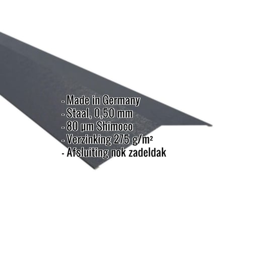 Nokstuk vlak | 19,8 x 19,8 cm | 150° | Staal 0,50 mm | 80 µm Shimoco | 7016 - Antracietgrijs #2